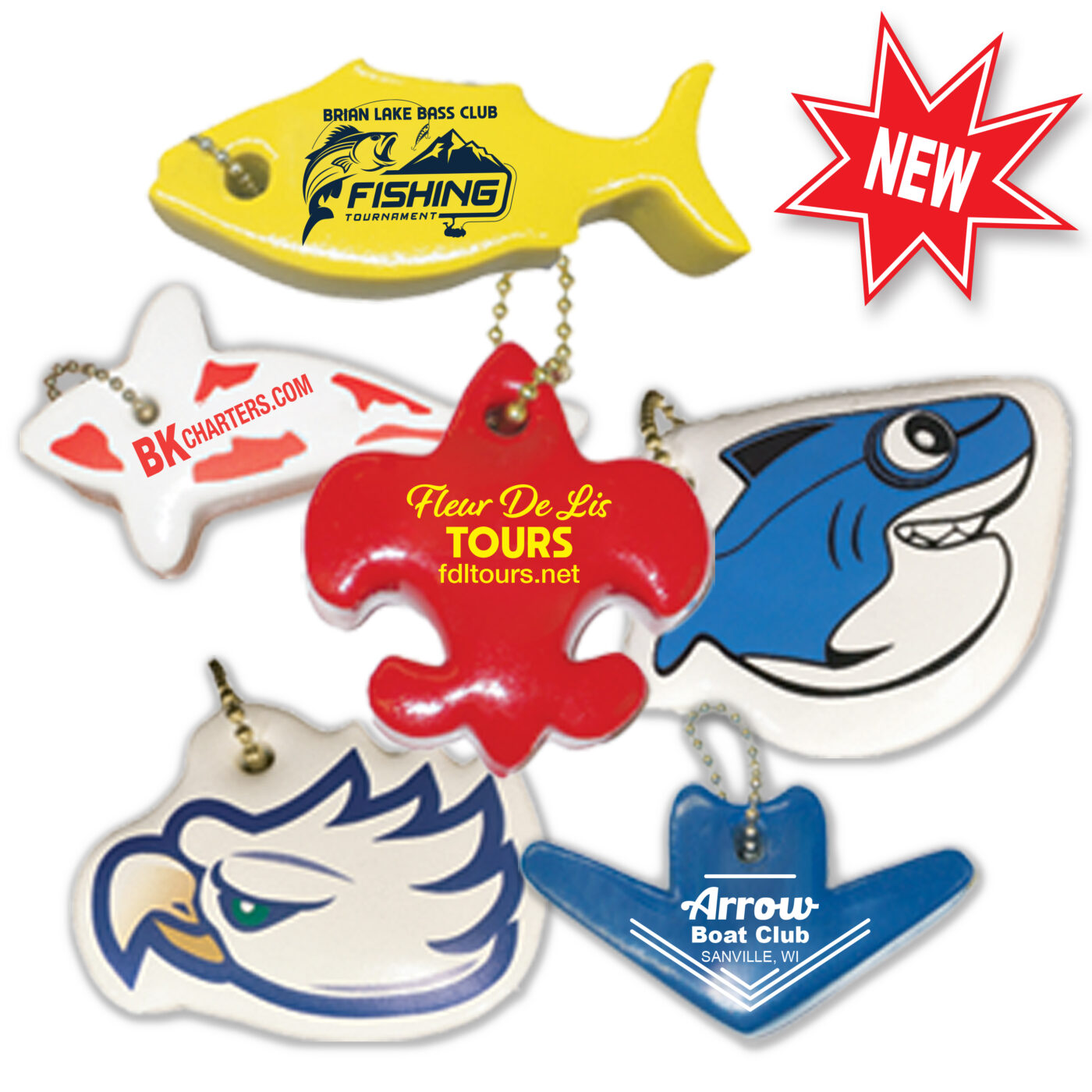 Custom Shape Vinyl Dipped Floating Key Fobs